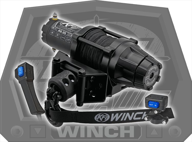 Assault Series 3500 lb Synthetic KFI Polaris ATV Winch Kit